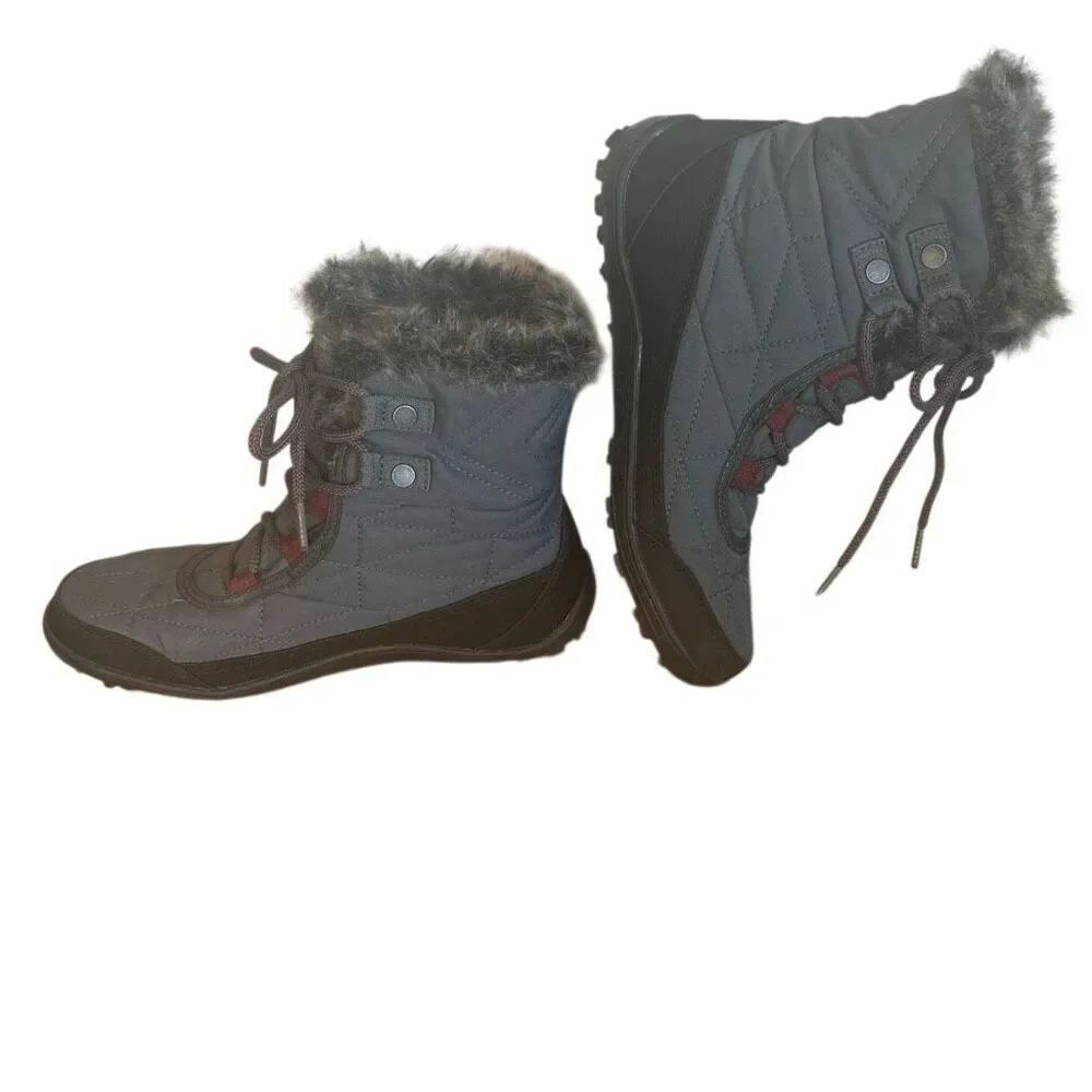 Columbia Minx Shortie 3 Insulated Waterproof Grey Quilted Winter Boots 7.5